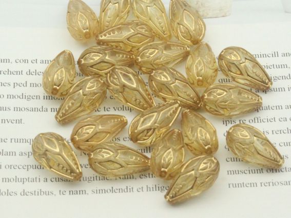 Бусина Капля Акцент прозрачная с золотым узором 1 шт Бусина Капля Акцент прозрачная с золотым узором 1 шт