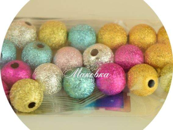 Намистини акрилові Куля, Фольга, 10 мм, 20 шт в уп, мікс Намистини акрилові Куля, Фольга, 10 мм, 20 шт в уп, мікс