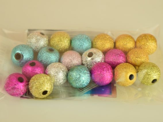 Акрилові намистини форма Куля, модель Фольга, розмір 10 мм, 20 шт/уп, мікс кольорів