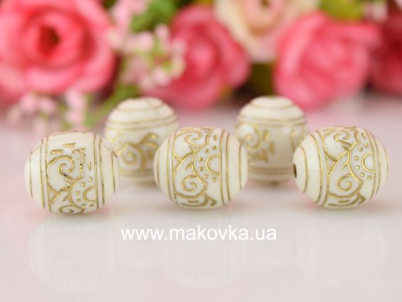 Бусины шар 15х13 мм Волны с позолотой, 5 шт/уп слоновая кость Бусины шар 15х13 мм Волны с позолотой, 5 шт/уп слоновая кость