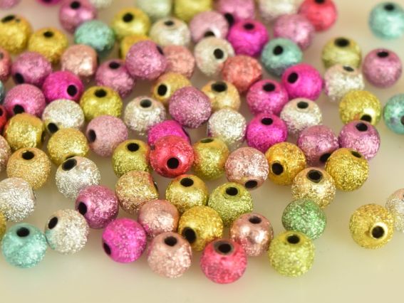 Акрилові намистини форма Куля, модель "Фольга", розмір 6 мм, 100 шт/уп, мікс кольорів