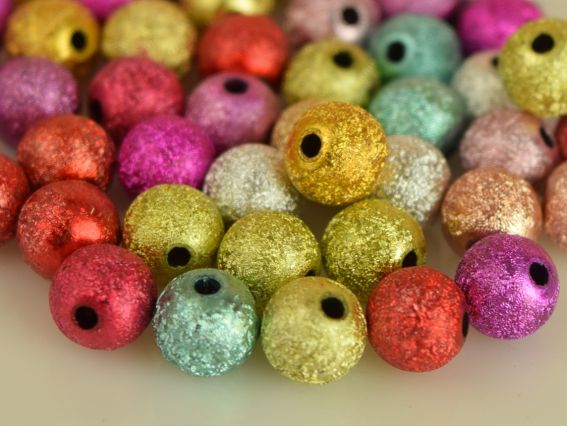 Акрилові намистини форма Куля, модель "Фольга", розмір 8 мм, 50 шт/уп, мікс кольорів