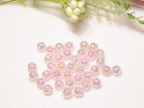 Намистини КУЛЯ діаметр 8мм, Кракелюр, колір світло-рожевий G06, 10г