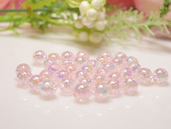 Намистини ШАР 8мм, Кракелюр, світло-рожеві G06, 10г Намистини ШАР 8мм, Кракелюр, світло-рожеві G06, 10г