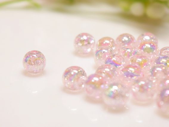 Намистини КУЛЯ діаметр 8мм, Кракелюр, колір світло-рожевий G06, 10г