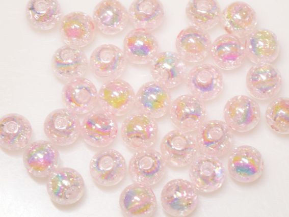 Намистини КУЛЯ діаметр 8мм, Кракелюр, колір світло-рожевий G06, 10г