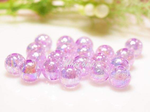 Бусины ШАР 10мм, Кракелюр сиреневые G32, 10г, 