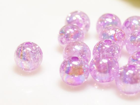 Намистини КУЛЯ діаметр 10 мм, Кракелюр, бузкові G32,, 10г