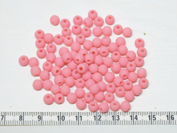 Намистини КУЛЯ діаметр 6мм, Матові колір Рожево-кораловий Е08, 10г