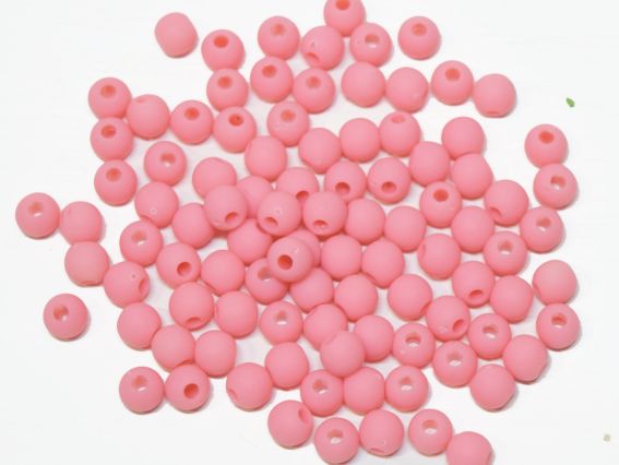Намистини КУЛЯ діаметр 6мм, Матові колір Рожево-кораловий Е08, 10г