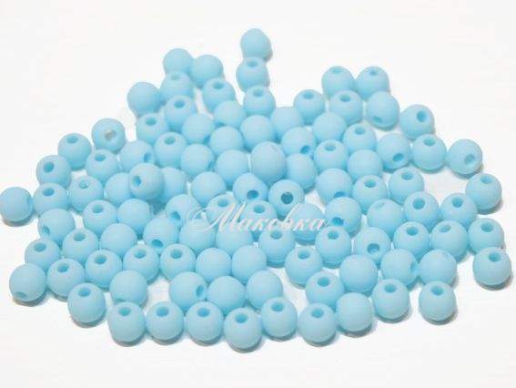 Намистини ШАР 6мм, Матові Світло-Голубі Е40, 10г