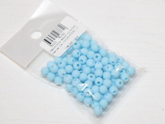 Намистини КУЛЯ діаметр 6мм, Матові колір Світло-Голубий Е40, 10г