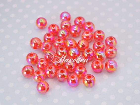 Намистини ШАР 8 мм, Кракелюр, Червоні G20, 10г
