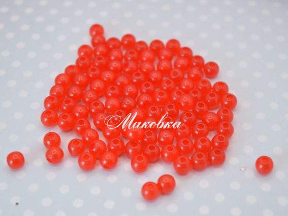 Бусины ШАР 6 мм, Желейные красные Н07, 10г