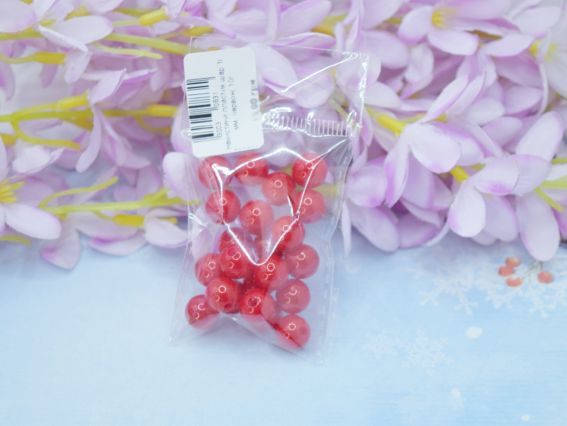 Намистини КУЛЯ діаметр 10 мм, Червоний вишневий колір , 10г