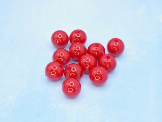Намистини КУЛЯ 12 мм, Червоні пластикові, 10г