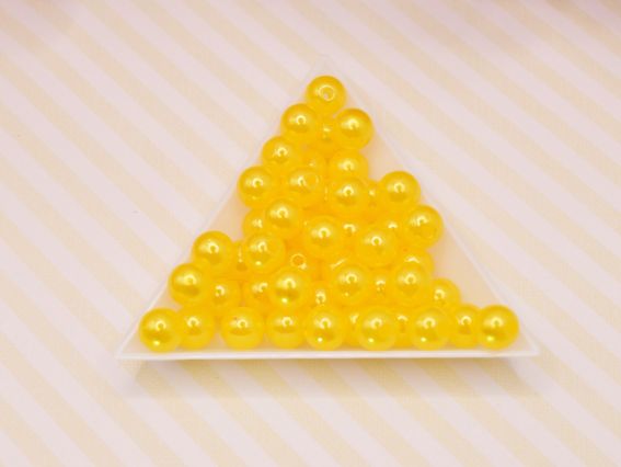 Бусины ШАР 8 мм, Желтые жемчужные пластиковые, 10г, 