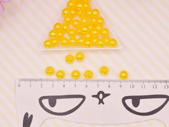 Бусины ШАР диаметр 8 мм,  цвет Желтый жемчужный, 10г