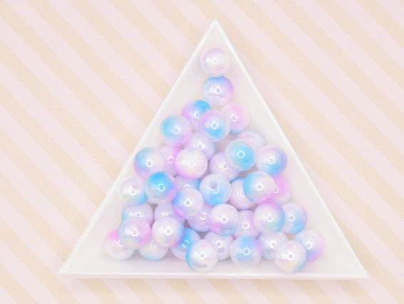 Бусины ШАР 8 мм, Бело-голубо-сиреневые пластиковые, 10г, 