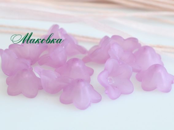 Акрилові намистини Дзвіночок, 12х5 мм, матові, 20 шт/уп, бузкові