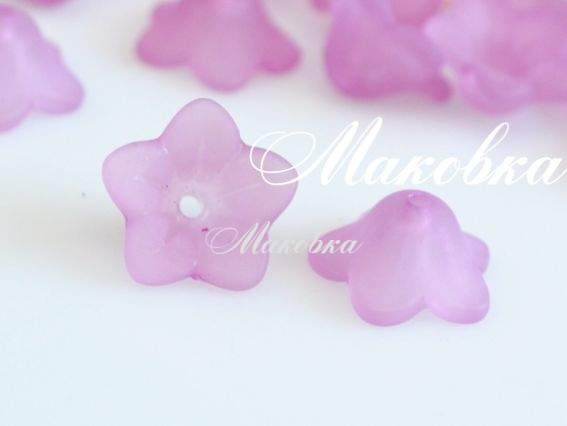 Бусины акриловые Колокольчик сиреневые, 12х5 мм, матовые, 20 шт/уп, 