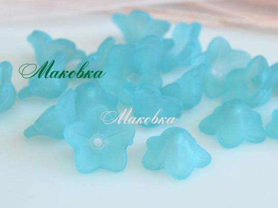 Бусины акриловые Колокольчик голубые, 12х5 мм, матовые, 20 шт/уп, 