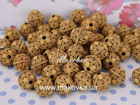 Бусины акриловые под дерево 11х12х12 мм Коричневые с завитками, 50 г/ уп Бусины акриловые под дерево 11х12х12 мм Коричневые с завитками, 50 г/ уп