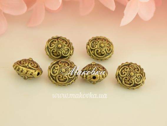 Бусины акриловые Тибет круглые 15х14х12мм, цвет античная бронза, 6 шт Бусины акриловые Тибет круглые 15х14х12мм, цвет античная бронза, 6 шт