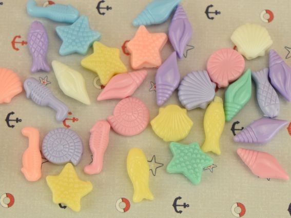 Бусины акриловые Морские, пастельные, микс, набор 10 г