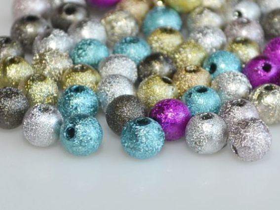 Бусины пластик Шар-фольга 6 мм, 10 грамм, ассорти Бусины пластик Шар-фольга 6 мм, 10 грамм, ассорти