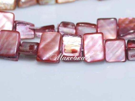 Бусины ракушка 03 рубка, розово-бордовый, 1 низка