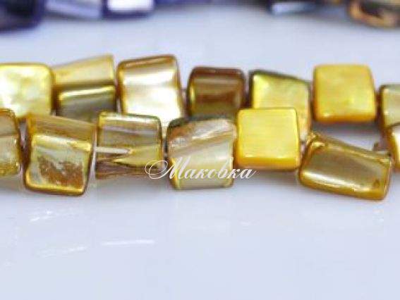 Бусины ракушка 05 рубка, желтый, 1 низка