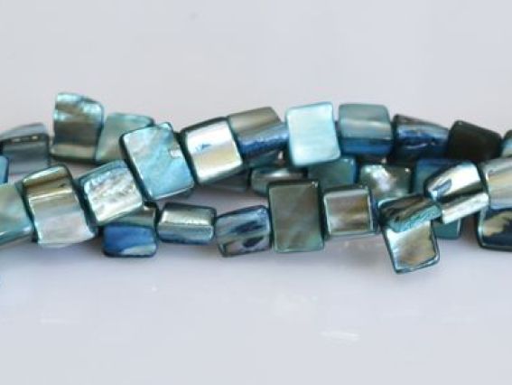 Бусины ракушка 09 рубка, голубой, 1 низка