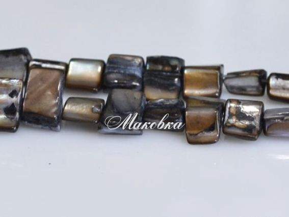 Бусины ракушка 10 рубка, серо-коричневый 1 низка