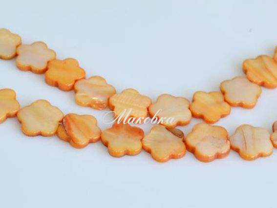 Бусины ракушка 12 цветок, оранжевый, 1 низка