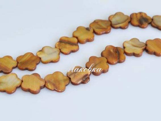 Бусины ракушка 14 цветок, коричневый, 1 низка