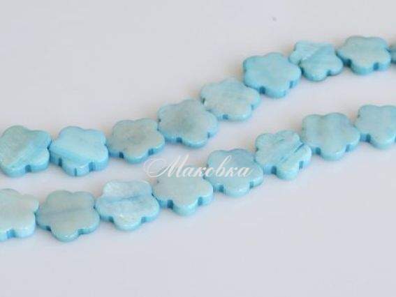 Бусины ракушка 18 цветок, голубой, 1 низка