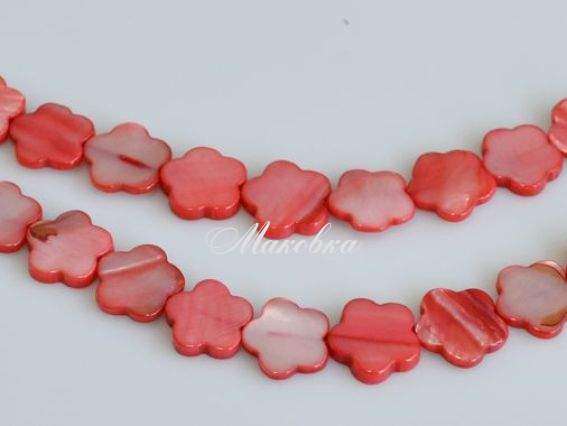 Бусины ракушка 19 цветок, коралловый, 1 низка