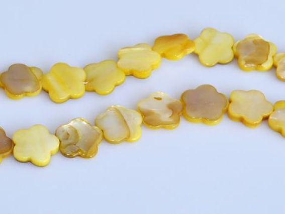 Бусины ракушка 20 цветок, желтый, 1 низка