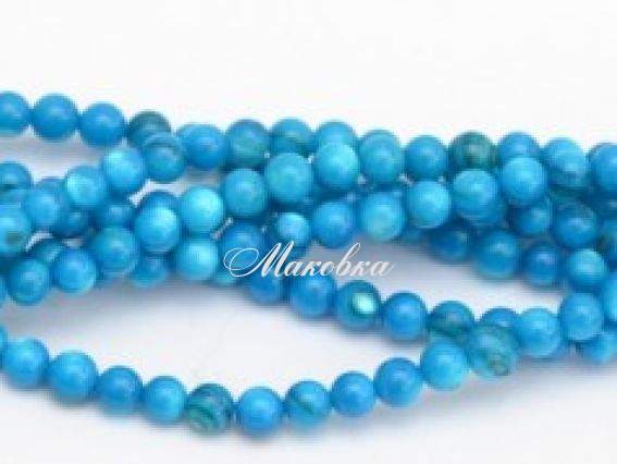 Бусины ракушка 22 шар 4 мм, 1 низка, голубые