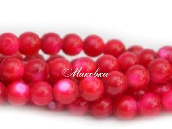 Бусины ракушка 25 шар 4 мм, 1 низка, вишневые