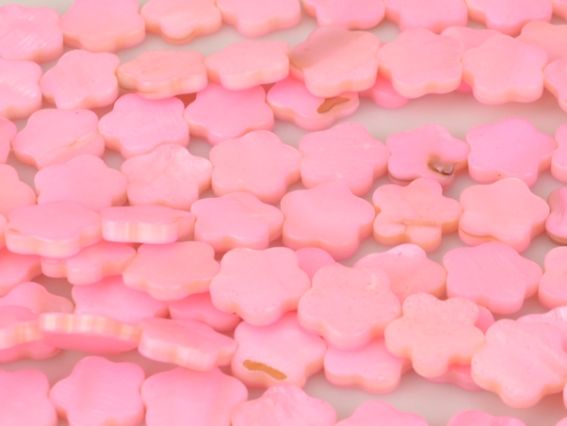 Бусины ракушка 37 Цветок 14 мм , розовые, 1 низка