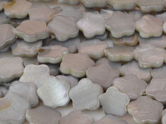 Бусины ракушка 39 Цветок 14 мм , серые, 1 низка