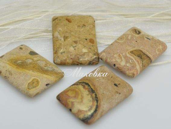 Бусина БК-003, яшма, прямоугольная 40х28 мм