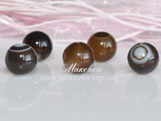 Намистина БК-016, мереживний агат, куля 10 мм, 1 шт, коричневий Намистина БК-016, мереживний агат, куля 10 мм, 1 шт, коричневий