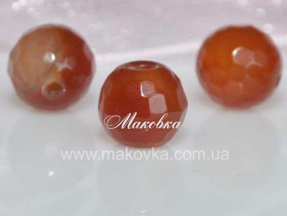 Бусина БК-020, агат, граненный шар 8 мм, 1 шт, терракотовый Бусина БК-020, агат, граненный шар 8 мм, 1 шт, терракотовый