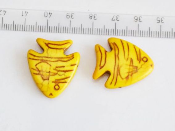 Бусина БК-022 -2 бирюза Рыба 26х23 мм, желтая, 1 шт Бусина БК-022 -2 бирюза Рыба 26х23 мм, желтая, 1 шт