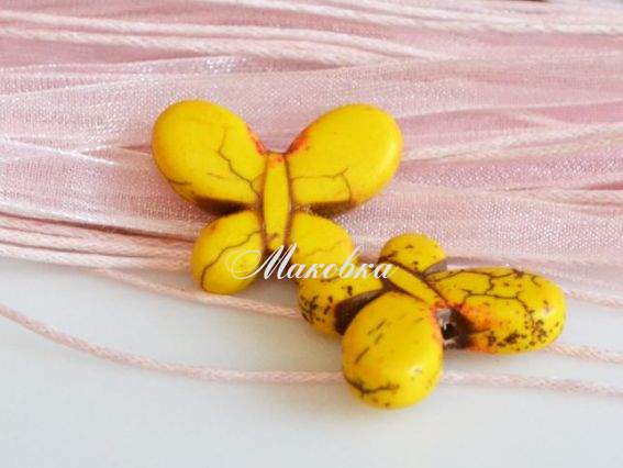 Бусина БК-023 -1, бирюза Бабочка желтая 24х19мм, 1 шт Бусина БК-023 -1, бирюза Бабочка желтая 24х19мм, 1 шт