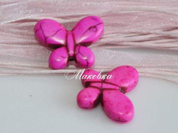 Бусина БК-023 -5, бирюза Бабочка ярко-розовая 24х19мм, 1 шт Бусина БК-023 -5, бирюза Бабочка ярко-розовая 24х19мм, 1 шт