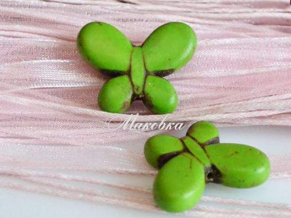 Бусина БК-023 -6, бирюза Бабочка зеленая 24х19мм, 1 шт Бусина БК-023 -6, бирюза Бабочка зеленая 24х19мм, 1 шт